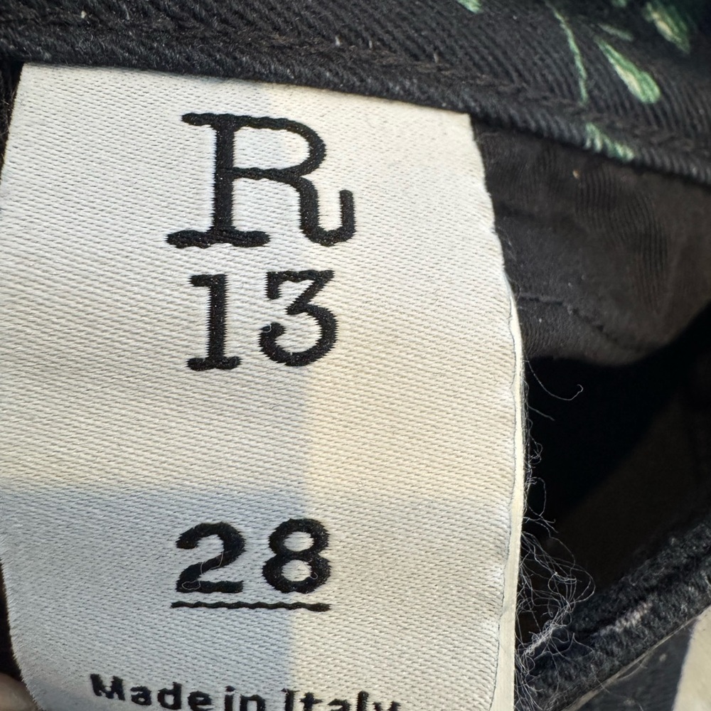 R13 Black Jean with Fun Multicolor Floral Print - Picture 9 of 13